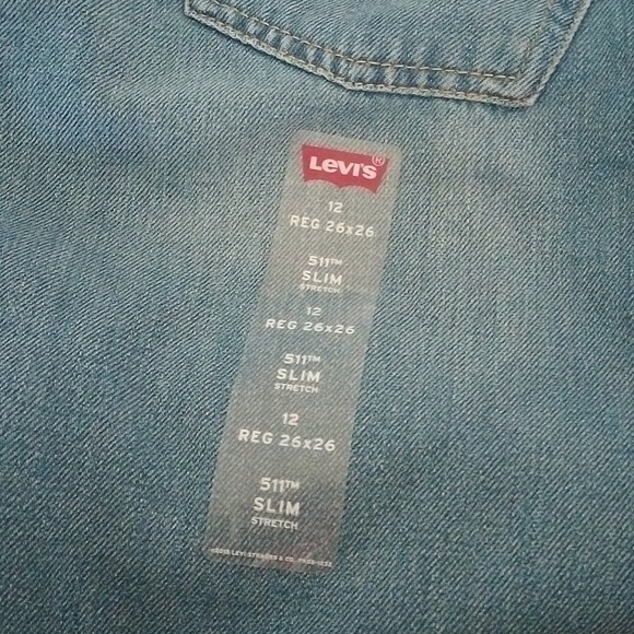 Levi's Big Boys 511 Slim Stretch Denim Blue Jeans, Dallas, size 12 Regular 26x26 - Picture 3 of 7